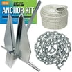 13 LB Galvanized Steel Fluke Anchor With Chain & Rope - Includes Two Shackles, For Small Boats 9 thumbnail image