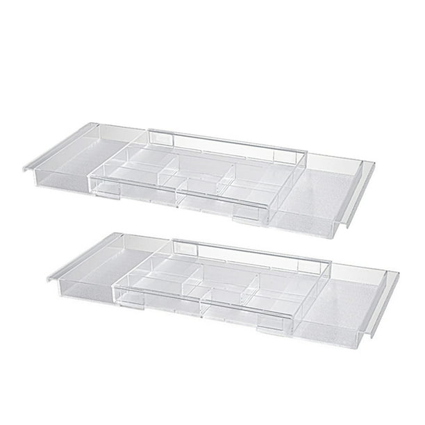 2 piezas Organizador de cajón acrílico Soporte de papelería Espacio guardado de exhibición de maquillaje de usos múltiples para joyas cosméticas