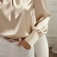thumbnail image 3 of ZOELNIC Women's Elegant Bow Tie Neck Blouse Long Sleeve Shirt for Office and Formal Wear, S, 3 of 4