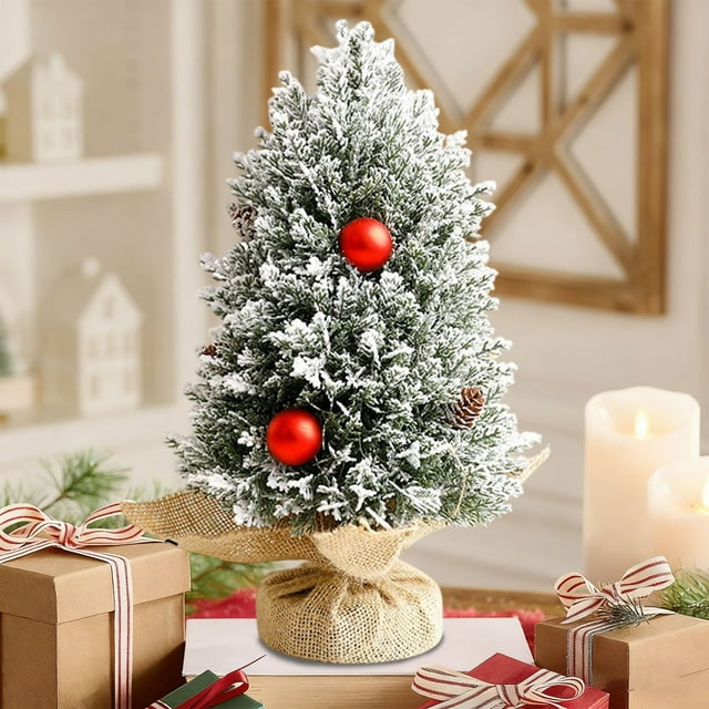 Árboles Decorativos De Plástico Mini árbol de Navidad de PVC para decoración de escritorio, 32 cm, plástico blanco, ideal para arreglos navideños (1 unidad). Rkxzt