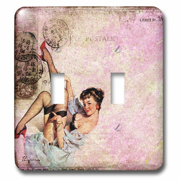3dRose, Sexy Vintage Pinup Digital Art Collage, double toggle switch