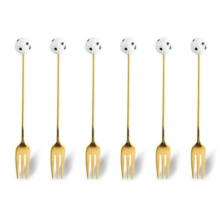 

HIABIO 6 Pieces Coffee Spoons Fruit Forks Dessert Spoons Stainless Steel Stirring Spoon