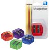 5PC Officemate OIC Dual-purpose Pencil & Crayon Sharpener 2 Hole - 1.3" Height x 1.3" Width x 0.6" Depth - Plastic - Assorted