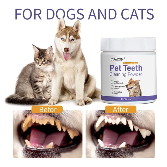 Polvo de limpieza bucal para mascotas para perros y gatos | Ambientador para el mal aliento | Removedor de Placa de Sarro | Cuidado dental sin cepillado | 1 paquete | Apoya la salud de las encías
