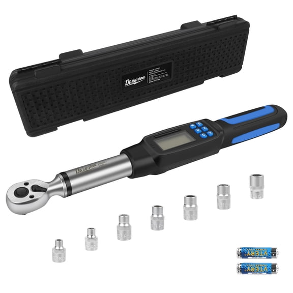 3/8" Digital Torque Wrench, 2.21-44.25 Ft-lbs/3-60 Nm, Digital Torque Wrench Converter Set, Torque Adapters with ±2% Accuracy, Buzzer & LED Flash Notification for Motorcycle Car Repair
