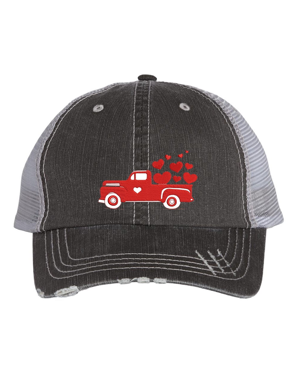 Embroidered Distressed Trucker Hat 