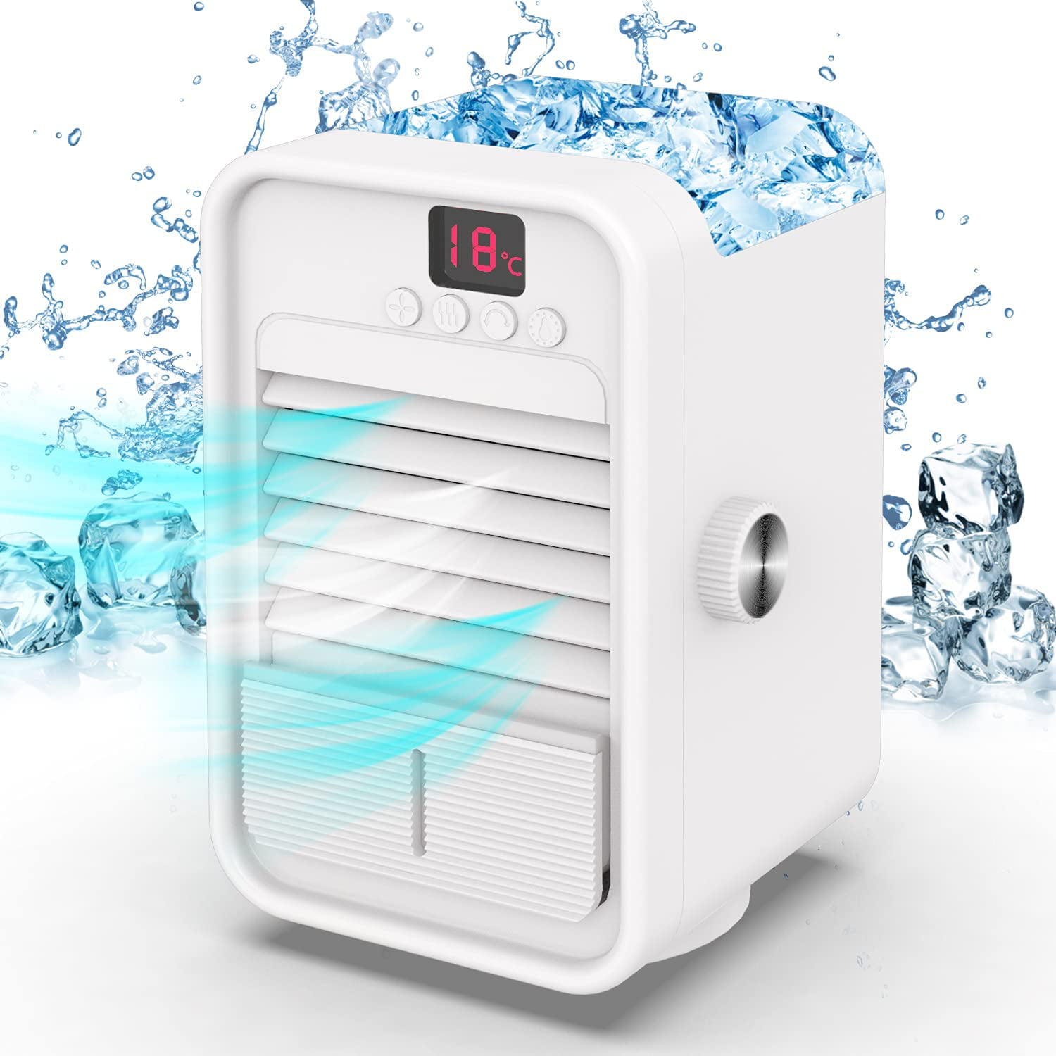 Portable Air Conditioner Evaporative Air Cooler Rechargeable Battery Operated Air Conditioner with 3 Speed Modes Personal Mini Air Conditioner Fan 