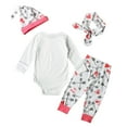 thumbnail image 4 of Infant Newborn Baby Girls Princess Outfits Romper Bodysuit Tops + Long Pants + Hat + Headband 4Pcs Clothes Set, 4 of 8