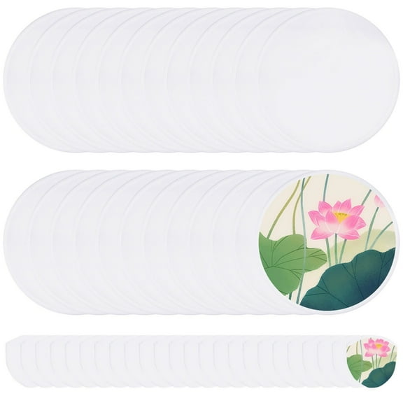 24PCS White Foldable Flying Disc Fans, DIY Fabric Fans with Pouches, Sublimation Blank DIY Folding Fan Set, DIY Handheld Round Fabric Fan for Summer Days, Party, Outdoor Activity