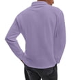 thumbnail image 4 of WTOBBY Men's Retro Style Small V-Neck Long Sleeve Top with Solid Color, Retro Casual Shirt for Comfortable and Timeless Everyday Look,Purple M, 4 of 6