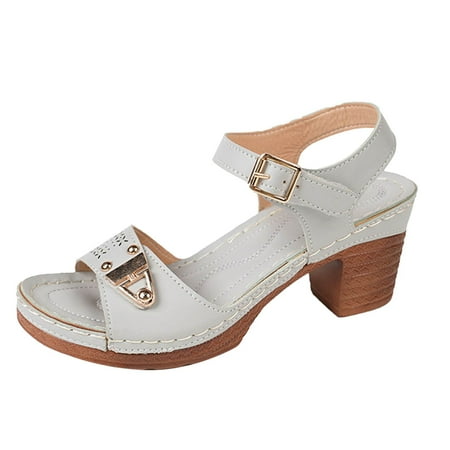 

GHSOHS Womens Sandals Slippers Women s Water Shoes Plus Size Sandal Tan Sandals for Women Heels Scandals for Women High Heels Open Toe Cover Heel Suede Sandals Women s Platform & Wedge Sandals We 8