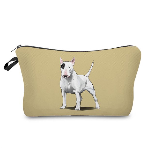 Bolsa de cosméticos divertida Bull Terrier Dog, neceser de viaje, estuche de lápices, estampado de transferencia de calor para niños, organizador de maquillaje para mujeres qiuyongming unisex