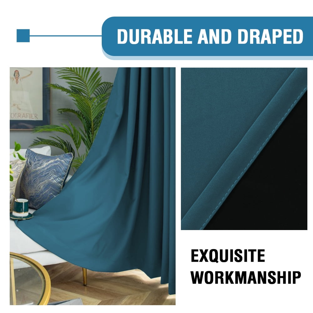 PrimeBeau Thermal Blackout Extra Wide Curtain for Bedroom, Single Layer (100x84-Inch, Dark Teal, 1 Panel)