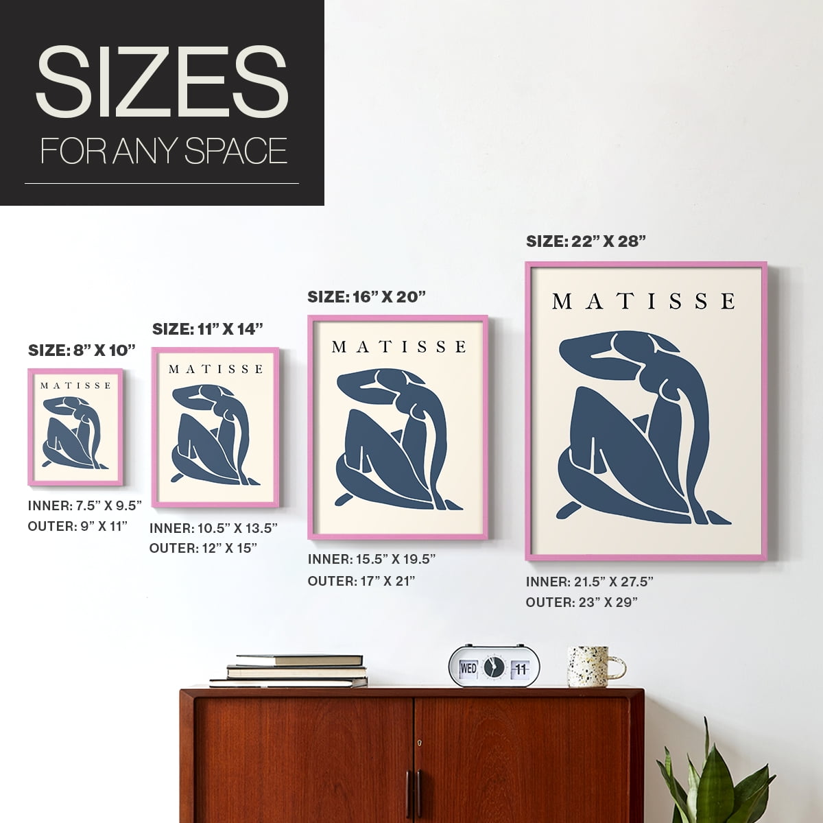 Matisse CCCLXXXI in Pink Solid Wood 22 x 28 Framed Print