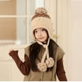 thumbnail image 4 of Auroural Winter winter hats for Kids Knit Hat with Ear Protection Children's Winter Windproof And Cold-proof Pullover For Boys And Girls Outdoor Warm Ear Protection Wool Ball Knitted Hat Beige, 4 of 5