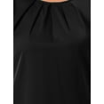 thumbnail image 5 of DARING DIVA Women's Plus Crew Neck Pleated Blouse 1X Black, 5 of 6
