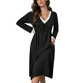 thumbnail image 2 of Valcatch Nightgowns for Women V Neck Long Sleeve Sleepwear Nightshirts Loungewear Black S-2XL, 2 of 8