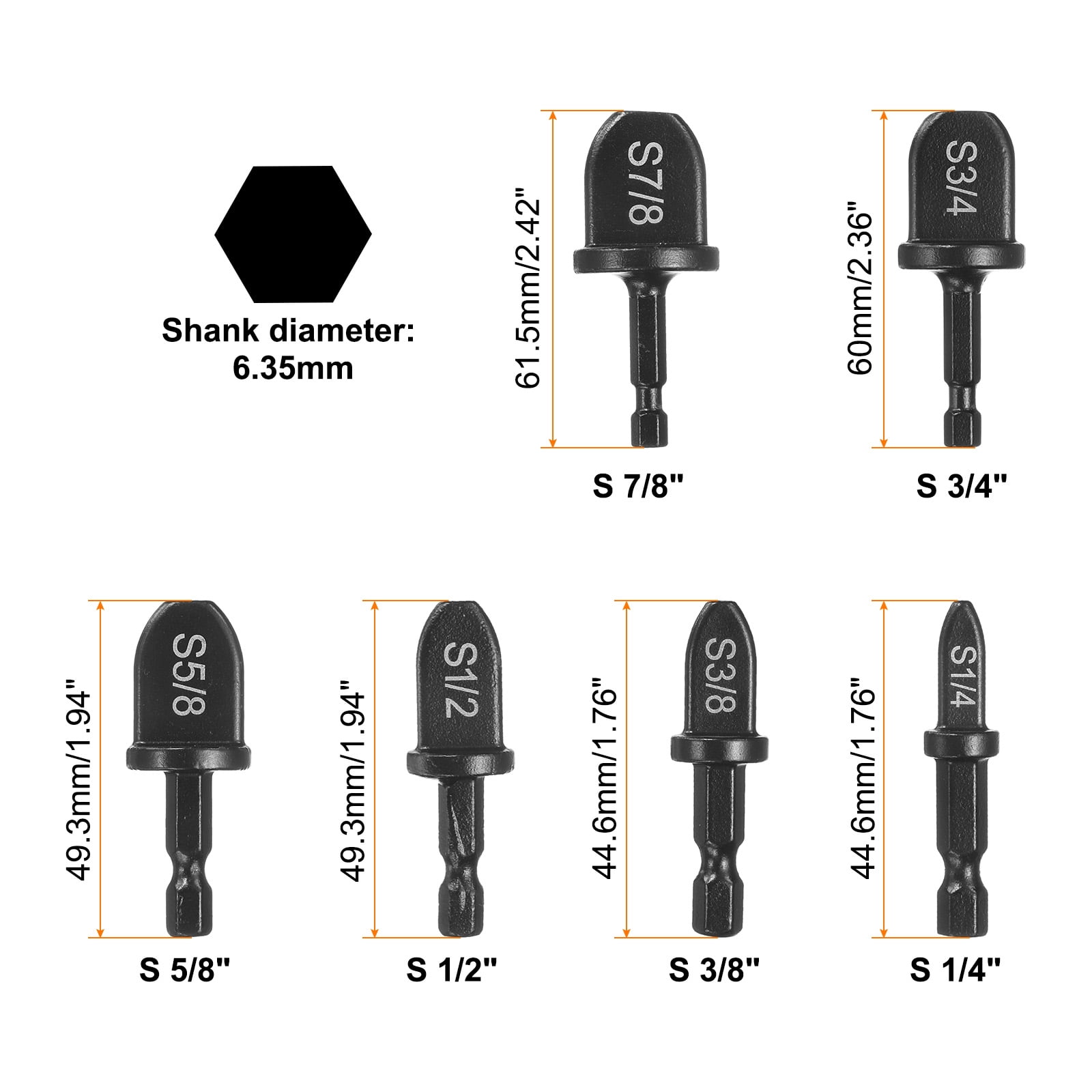 12Pcs Swaging Tool Drill Bit Set HVAC Repairing Flaring Tool Tube Expander Hex Shank with 1/4" 3/8" 1/2" 5/8" 3/4" 7/8" for Copper Aluminum Pipe