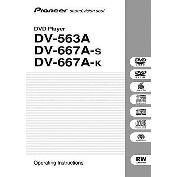 Instruction Manual ONLY for Pioneer DV-563A-S DVD Player Owners Manual REPRINT