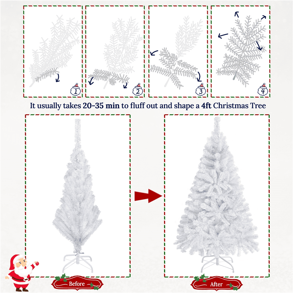 Alden Design 4ft Pre-lit Artificial Christmas Tree with 70 Incandescent Lights, White