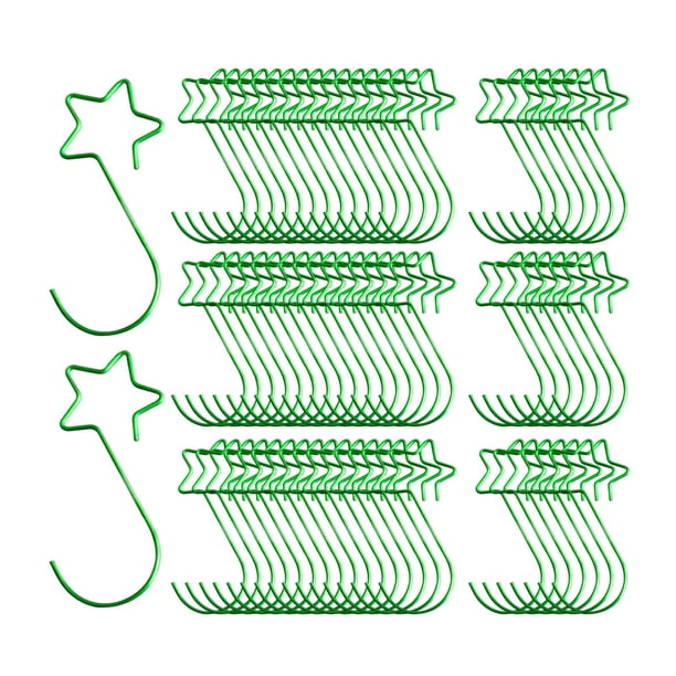 100x Ganchos para árboles de Navidad, Forma de Estrella, Ganchos Resistentes para Bolas de Navidad, Ganchos para Adornos Navideños, Perchas de Metal P Verde