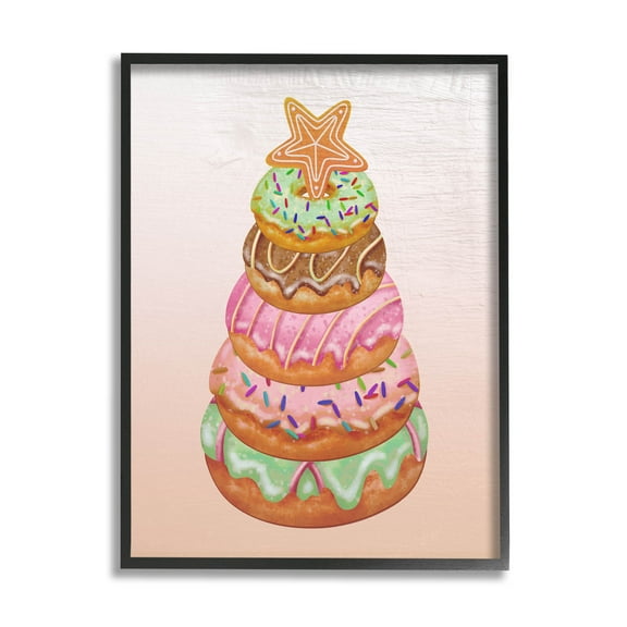 Seasonal Sweets Stacked Donuts Holiday Graphic Art Black Framed Art Print Wall Art