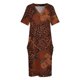 thumbnail image 4 of Vestido de noche para mujer, con estampado de batik de cobre, abstracto, digital, vectorial, arte natural, holgado, con bolsillos, morado, 4 of 7