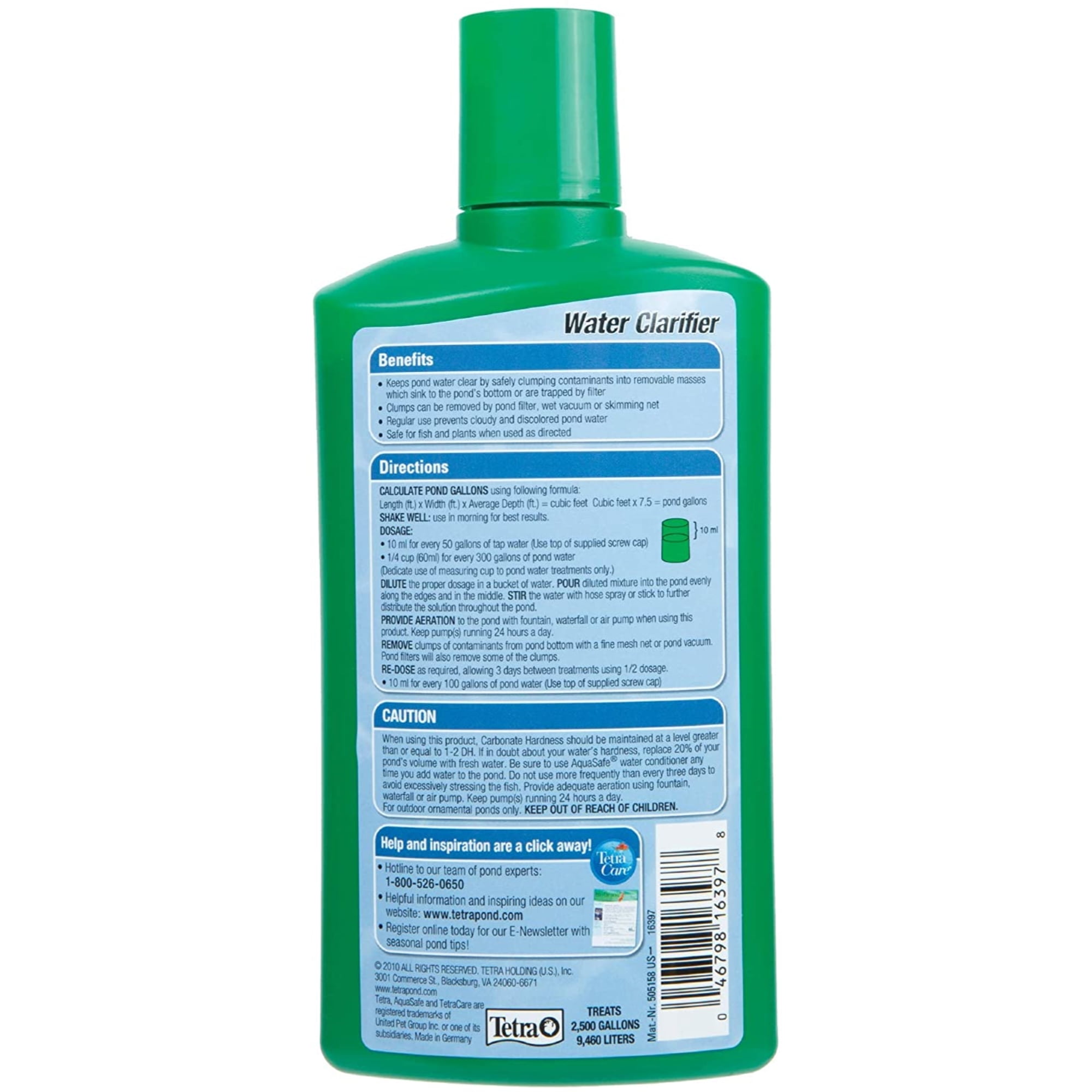 Tetra Pond Water Clarifier 16.9 Ounces, Clumps Contaminants, Clears Cloudy Pond Water