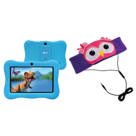 Contixo V9-3-32 BLUE V9-3 Kids Tablet (Blue) & H1-Owl Kid's Fleece Headphones (Owl)