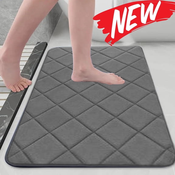 Qocolhg Bath Mat,Bathroom Rugs Non Slip Washable Thin Absorbent Quick Dry Bath Mat Rubber Backing Fits Under Door Bathroom Floor Mat for Bath,Bathtub,Shower,or Sink,Easy Care,40x60cm Dark Gray