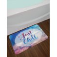 thumbnail image 2 of Just Chill Bath Mat, Silhouette of Words Placed Inside a Circular Paint Blob on a Blurred Background, Plush Bathroom Decor Mat with Non Slip Backing, 29.5" X 17.5", Multicolor, by Ambesonne, 2 of 2