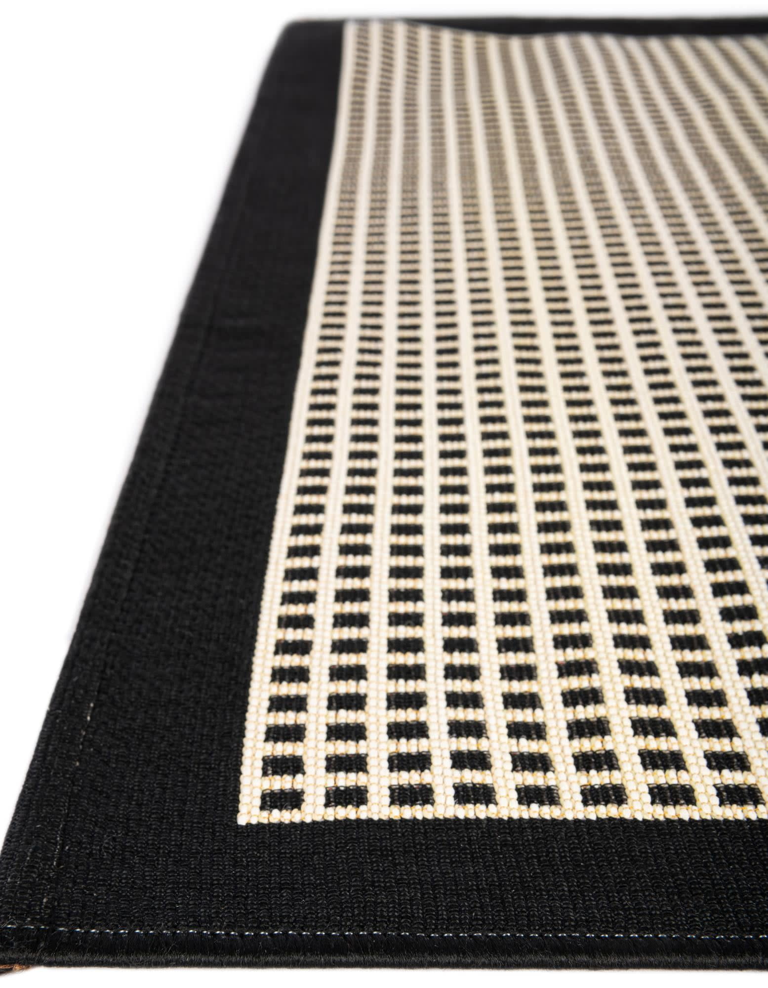 Unique Loom Outdoor Border Collection Area Rug - Frame (10' x 14' 1" Rectangle Black/Ivory)