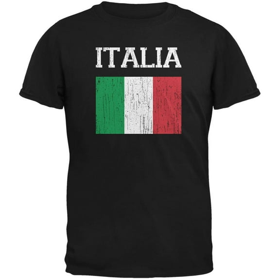 World Cup Distressed Flag Italia Black Adult T-Shirt - 2X-Large