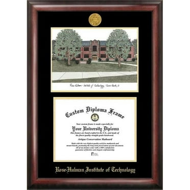 Campus Images IN994LGED-1185 8.5 x 11 in. Rose Hulman Institute of Technology Gold Embossed Diploma Satin Mahogany Frame with Lithograph