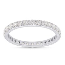 1 Carat Round Cut Lab Created Moissanite Diamond Full Eternity Stackable Wedding Band Ring For Women In 10K Solid White Gold (G-H Color, VVS1 Clarity, 1 Cttw)-7