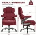 thumbnail image 2 of Big and Tall 700lbs Office Chair, Fabric Heavy Duty Executive Chair with 3D Flip up Armrests Adjustable Lumbar Support Large Rubber Wheels, Extra Wide High Back Computer Desk Chair, Burgundy, 2 of 9