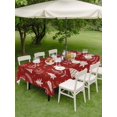 thumbnail image 3 of Outdoor Tablecloth with Umbrella Hole and Zipper, Christmas Tree Rectangle Table Cloth 52x70 Inch Waterproof Tablecloth, Winter Xmas Pine Leaf Snowflake Red Picnic Table Cover for Patio Camping, 3 of 7