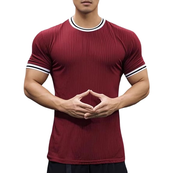 Men's Basketball Training T-Shirt Performance Stretch Sports Top Breathable Muscle Fit Activewear Gym Running Short Sleeve Tee Mens Basic Tee Shirts Summer Vintage T Shirts