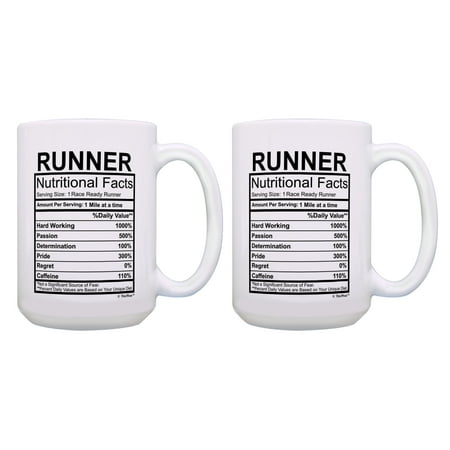 

ThisWear Track Runner Cup Runner Nutritional Facts Run Mug Set 2 Pack Gift 15oz Coffee Mugs