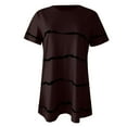 thumbnail image 5 of Wycnly Shirts for Women Plus Size Classic Breathable Loose Pullover Tops Summer Casual Crewneck Short Sleeve Striped Print Ladies Blouses Coffee s, 5 of 6