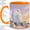 Orange, variant on Snowy Owl Watercolor Coffee Mug, Winter Owl Mug, Morning Coffee Tea Cup for Home Office, White Bird Perched on Snow Pine Branch, Pastel Sunset Wildlife Art, Bird Lovers Women Men