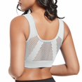 thumbnail image 4 of WCJM Women's Fashionable Sport Bra Breathable Underwear Large Size No Rims Hollow Mesh Thin Sports Yoga Bra No-Adjustment White Comfort that lasts from school drop-off to happy hour, 4 of 8