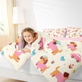 thumbnail image 3 of Homewish Kawaii Dachshund Dog Twin Comforter Sets,Cartoon Pet Bedding Set,Car Cherry Bow Decor,Pink Reversible,2-Piece,1 Comforter and 1 Pillowcase, 3 of 7