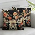 Animal Theme Throw Pillow Covers Antelope Head Wearing Flowers Square Home Decorative Pillow