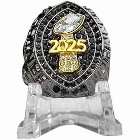 2025 Fantasy Football Championship Trophy Ring Gunmetal Black and Gold Tone, Award for Fantasy Football League Winner