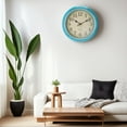 thumbnail image 3 of REGALWOVEN Wall Clocks, Battery Operated Silent Non-Ticking Wall Clock Rustic Style Decorative for Kitchen Living Room Home Office Blue 12 Inch, 3 of 6