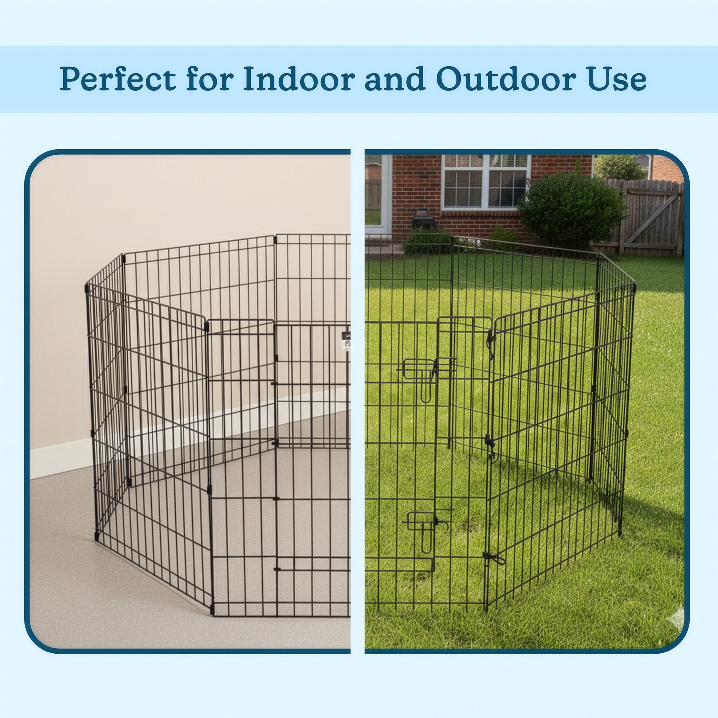 PETMAKER Indoor/Outdoor Foldable Puppy Dog Playpen - Eight 24x30in Panels