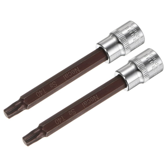 3/8-Inch Drive T40 Torx Bit Socket S2 Steel 100mm Length Brown 2 Pcs