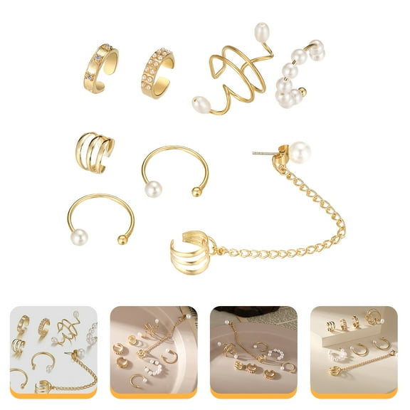 LOLIPPYY 8pcs Non Piercing Earrings Clip Ons Fashionable Ear Cuffs for All Occasions