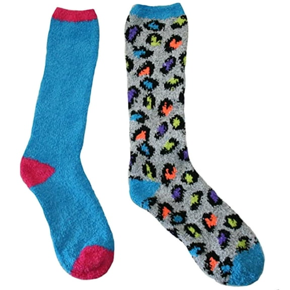 Women's Softee Knee High Socks, 2 Pack Turquoise/Leopard 9-11